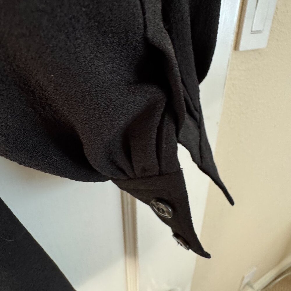 Ganni Black Mini Wrap Dress - Crepe, Sz M - Picture 7 of 7